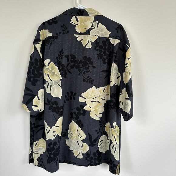 Tommy Bahama Washable Silk Hawaiian Shirt Tropical Leaves Button Front Men's XL - Picture 9 of 9